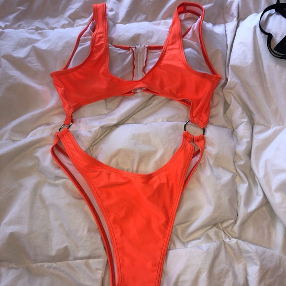 Orange sexy one piece never worn size Large! - Picture 2 of 2